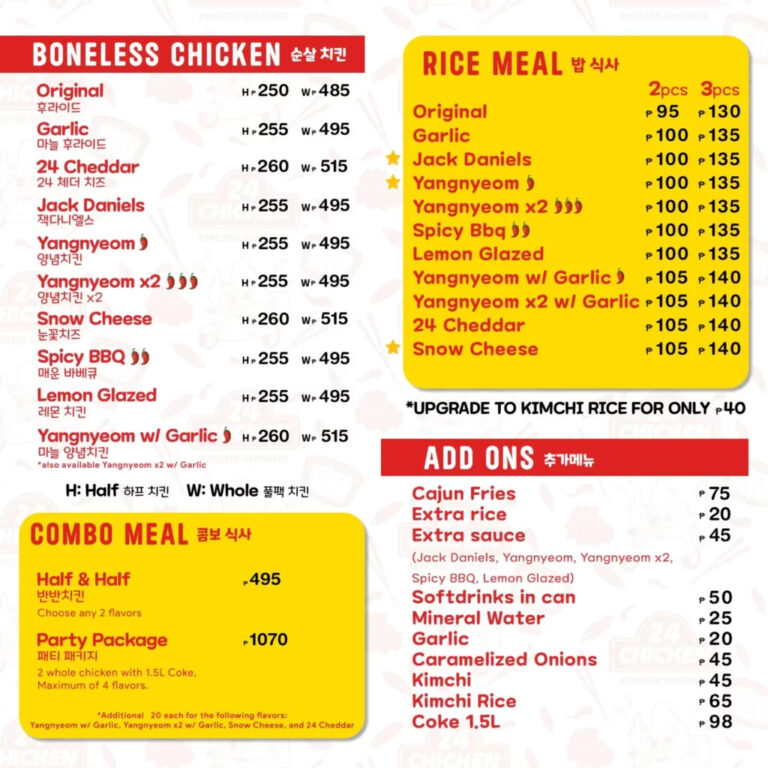 24 Chicken Philippines Menu and Prices [July 2024] - PhilMenu