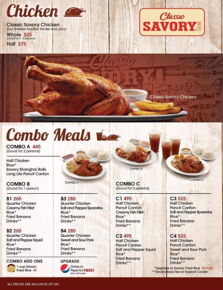 Classic Savory Chicken Philippines Menu and Prices [July 2024] - PhilMenu