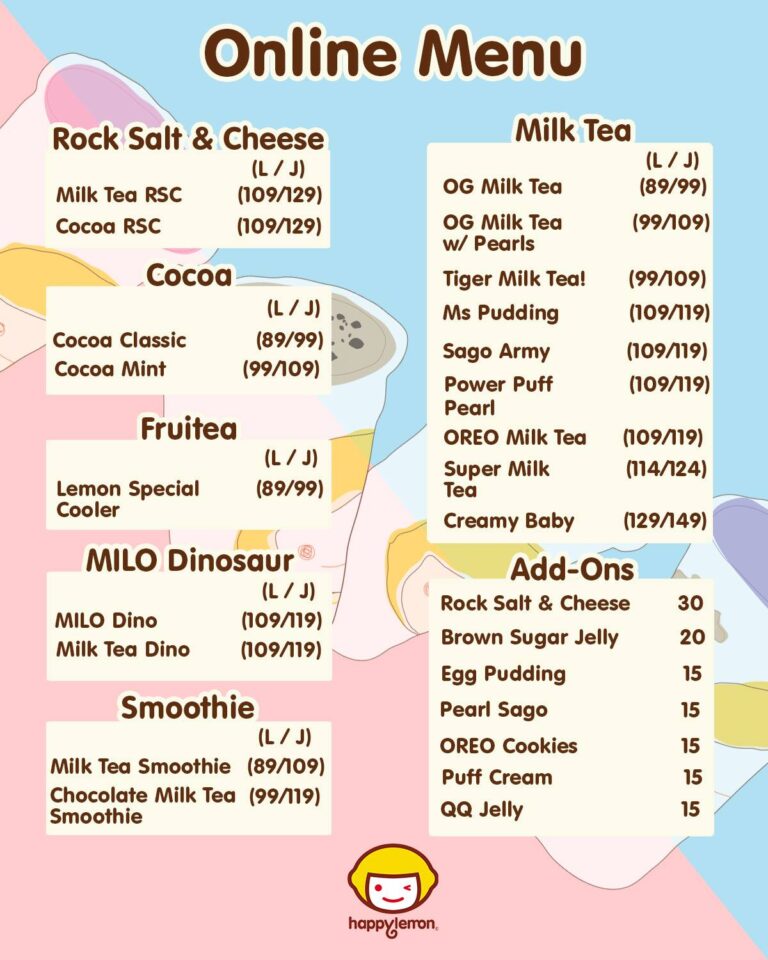 Happy Lemon Philippines Menu and Prices [September 2024] - PhilMenu