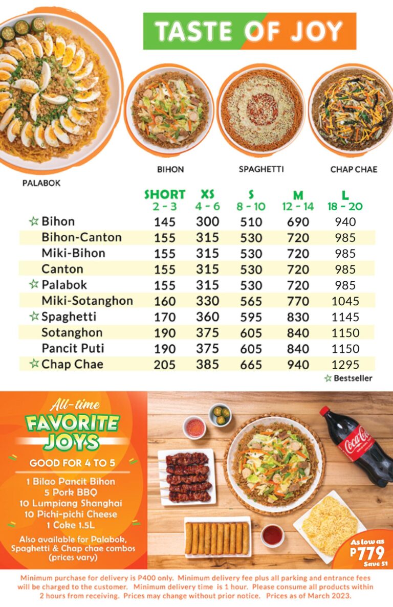 Taste of Joy Philippines Menu and Prices [September 2024] - PhilMenu